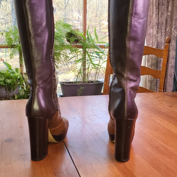 Bally Leather Platform Lace-Up Over the Knee Boots 7.5 - Picture 7 of 14